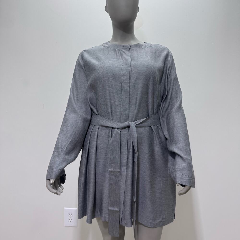 NWT Marina Rinaldi Long Sleeve Tunic Top Grey US 20 Neutral Minimalist Luxury